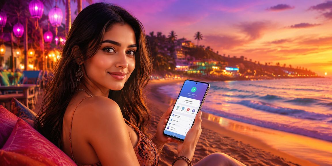 Mobile payments on beach in Goa